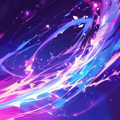 Purple Neon Swirls: Glowing Vector Illustration with Fantasy Style