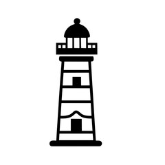 Simple lighthouse isolated vector black icon