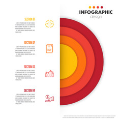 Vector semi circle chart template infographic 4 section for precentation