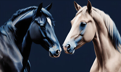 Obraz na płótnie Canvas Wallpaper representing two horses facing each other.