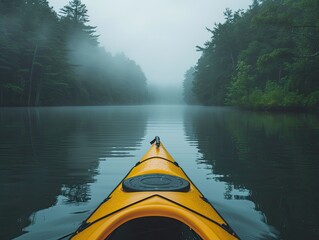 Misty Kayaking: Navigating Through the Tranquil Serenity of the Foggy Wilderness