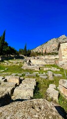 Fototapeta na wymiar Vertical of the Ruins Of Delphi in Greece
