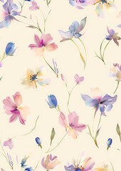 Sweet delicate floral motif soft pastel, for invitation, greeting card background, wallpaper and wall art,