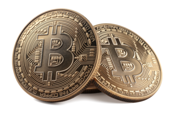 Bitcoin coin on transparent background isolated, ai technology