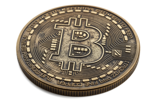 Bitcoin coin on transparent background isolated, ai technology