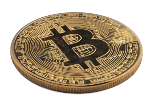 Bitcoin coin on transparent background isolated, ai technology