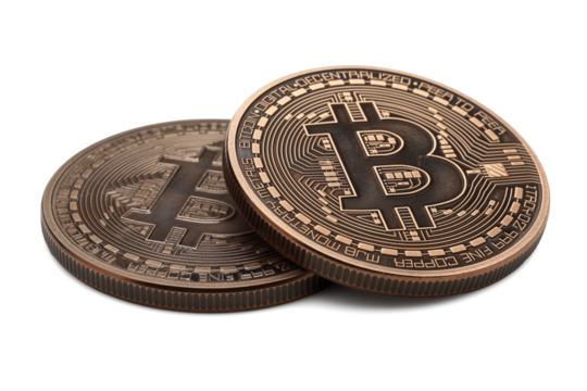 Bitcoin coin on transparent background isolated, ai technology
