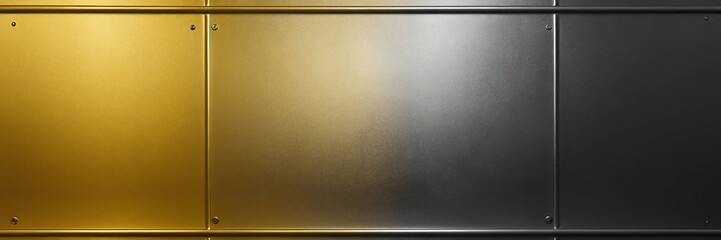 yellow color gradient shiny metal sheet surface smooth texture banner panoramic background banner template backdrop from Generative AI - obrazy, fototapety, plakaty