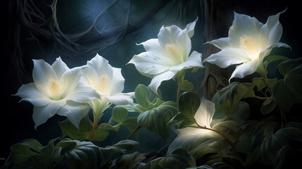 moonflowers and cherry blossoms