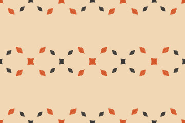 Traditional Ethnic ikat motif fabric pattern background geometric .African Ikat embroidery Ethnic pattern brown cream background wallpaper. Abstract,vector,illustration.Texture,frame,decoration.