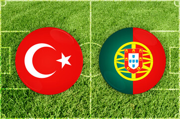 Turkey (Turkiye) vs Portugal football match - obrazy, fototapety, plakaty