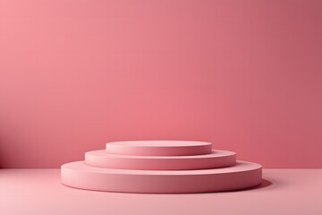 Beautiful minimalistic light pink background for product presentation with pink podiums on different tier. display platform mockup. abstract 3D render