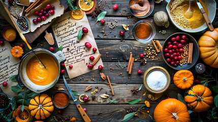 Thanksgiving Recipe Collection with Handwritten Ingredients
