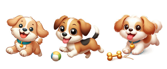 Naklejka premium Adorable playful dog or pet happily playing and looking isolated on a transparent background