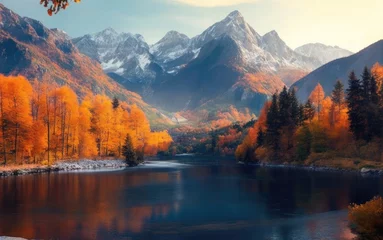  Autumn landscape river and mountains © Kosvintseva