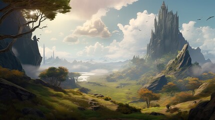 Fantasy landscape paintings, fantasy background