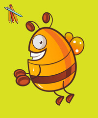 Cute bee cartoon vector icon illustration logo mascot.