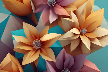 Geometric flowers Abstract polygonal flowers - obrazy, fototapety, plakaty