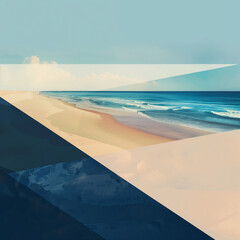 Abstract lines and shapes background of sandy beach and the ocean.