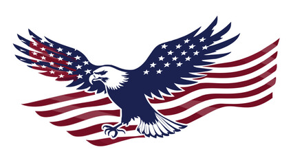 Fototapeta na wymiar Eagle and Flag: Iconic Symbols of American Patriotism and Pride