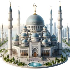 Fototapeta premium Beautiful Mosque inernational mosque on white background pic