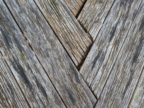 Details of a wooden picnic table