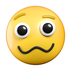 Woozy Face emoji, face with a crumpled mouth, emoticon 3d rendering