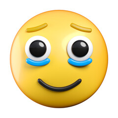 Face Holding Back Tears emoji, face with tears welling up at the bottom of its eyes, emoticon 3d rendering