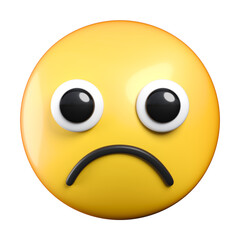 Frowning Face emoji, sad face emoticon 3d rendering