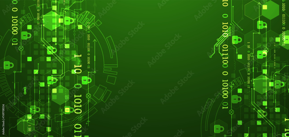 Aufkleber Secure digital background. Virtual confidential, programming protection. Hand drawn vector.