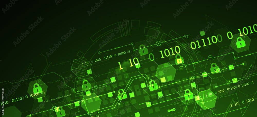 Aufkleber Secure digital background. Virtual confidential, programming protection. Hand drawn vector.