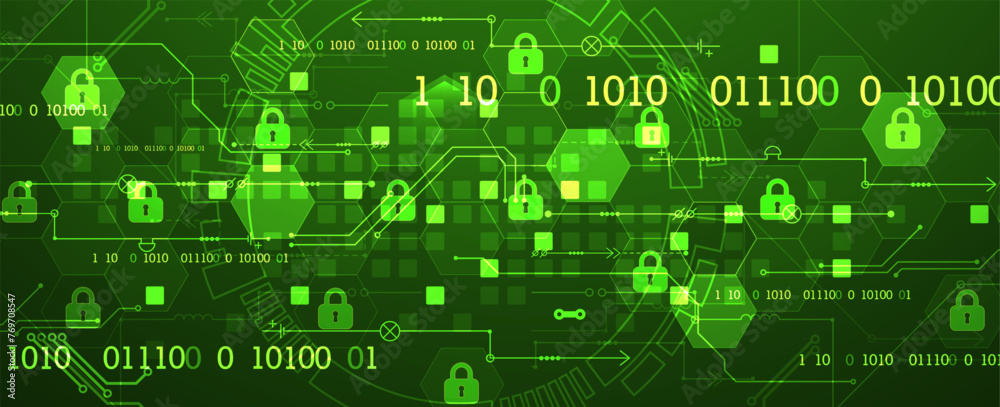 Aufkleber secure digital background. virtual confidential, programming protection. hand drawn vector.