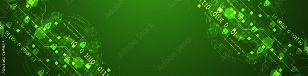Aufkleber Secure digital background. Virtual confidential, programming protection. Hand drawn vector.