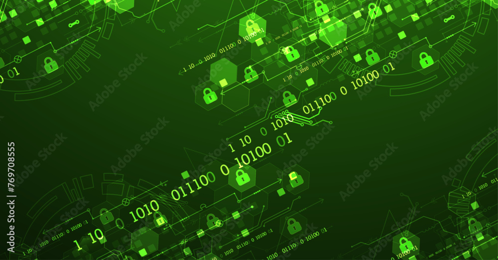 Aufkleber secure digital background. virtual confidential, programming protection. hand drawn vector.
