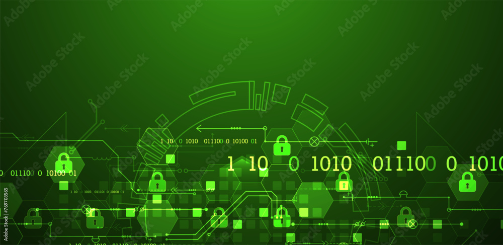 Aufkleber Secure digital background. Virtual confidential, programming protection. Hand drawn vector.