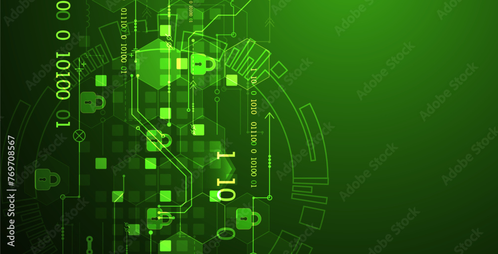 Aufkleber Secure digital background. Virtual confidential, programming protection. Hand drawn vector.