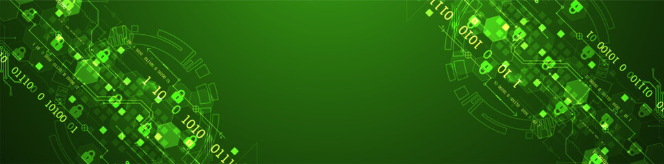 Secure digital background. Virtual confidential, programming protection. Hand drawn vector.