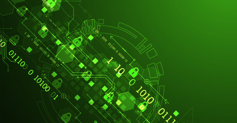 Secure digital background. Virtual confidential, programming protection. Hand drawn vector.