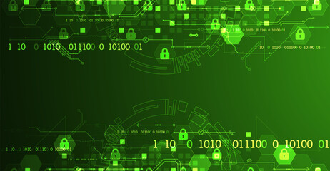 Secure digital background. Virtual confidential, programming protection. Hand drawn vector.