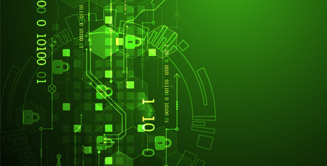 Obraz premium Secure digital background. Virtual confidential, programming protection. Hand drawn vector.