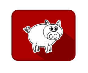 Profile pig in red icon for butchery with white background - vector