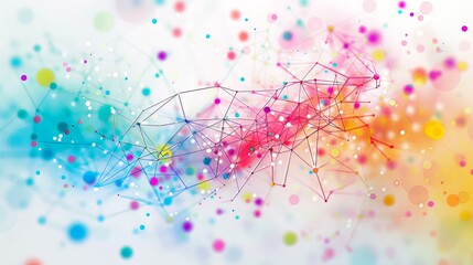 Obraz premium Abstract Network Design Background: Colored dots and connections form an abstract network structure, while the file is organized with regular layers and designed to accommodate the general use of colo