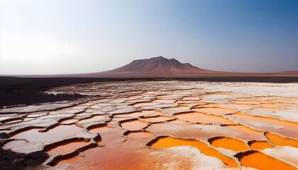 a desert landscape with a large number of rocks in the middle