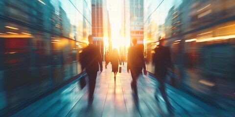 Business People rush hour. motion blur, business concept - obrazy, fototapety, plakaty