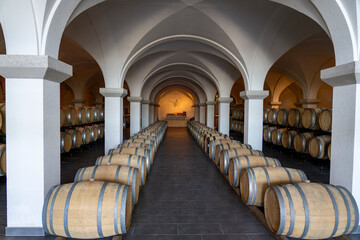 wine celler in zala county Hungary elegant with many barrels