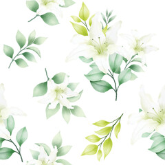 seamless pattern flower lily watercolor