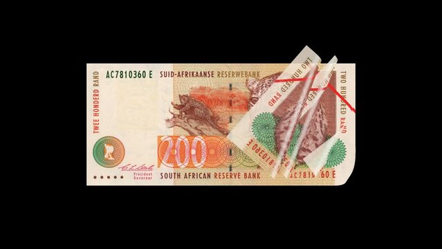 South African 200 Rand Banknote 2D Flip in Alpha Channel