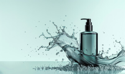 A product photography. Blank mock-up shampoo bottle advertisement - obrazy, fototapety, plakaty