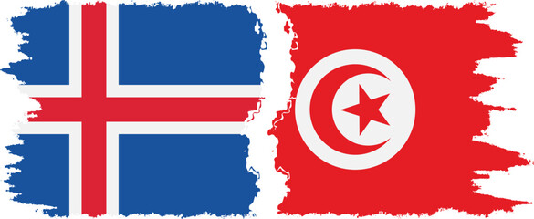 Tunisia and Iceland grunge flags connection vector
