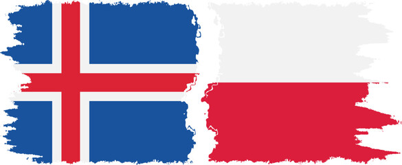 Poland and Iceland grunge flags connection vector